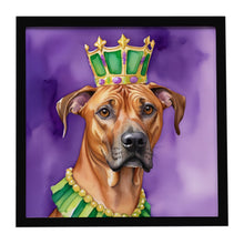 Load image into Gallery viewer, Rhodesian Ridgeback King of Mardi Gras Framed Metal Print