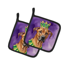 Load image into Gallery viewer, Rhodesian Ridgeback King of Mardi Gras Pot Holders - Set of 2 Decorative Kitchen Helpers | Made in the USA