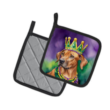 Load image into Gallery viewer, Rhodesian Ridgeback King of Mardi Gras Pot Holders - Set of 2 Decorative Kitchen Helpers | Made in the USA