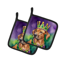 Load image into Gallery viewer, Rhodesian Ridgeback King of Mardi Gras Pot Holders - Set of 2 Decorative Kitchen Helpers | Made in the USA