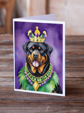 Load image into Gallery viewer, Rottweiler King of Mardi Gras Greeting Cards - Blank Note Cards – 8-Pack of Artist-Designed Cards with Envelopes