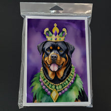 Load image into Gallery viewer, Rottweiler King of Mardi Gras Greeting Cards - Blank Note Cards – 8-Pack of Artist-Designed Cards with Envelopes