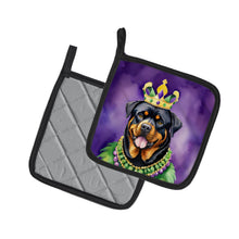 Load image into Gallery viewer, Rottweiler King of Mardi Gras Pot Holders - Set of 2 Decorative Kitchen Helpers | Made in the USA