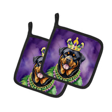 Load image into Gallery viewer, Rottweiler King of Mardi Gras Pot Holders - Set of 2 Decorative Kitchen Helpers | Made in the USA