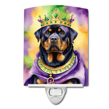 Load image into Gallery viewer, Rottweiler King of Mardi Gras Ceramic Night Light