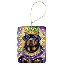 Load image into Gallery viewer, Rottweiler King of Mardi Gras Porcelain Ornament