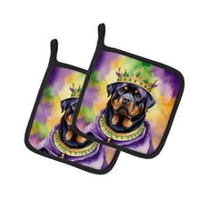 Load image into Gallery viewer, Rottweiler King of Mardi Gras Pot Holders - Set of 2 Decorative Kitchen Helpers | Made in the USA