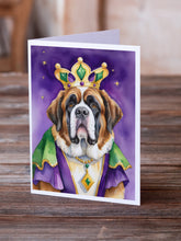 Load image into Gallery viewer, Saint Bernard King of Mardi Gras Greeting Cards - Blank Note Cards – 8-Pack of Artist-Designed Cards with Envelopes