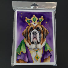 Load image into Gallery viewer, Saint Bernard King of Mardi Gras Greeting Cards - Blank Note Cards – 8-Pack of Artist-Designed Cards with Envelopes