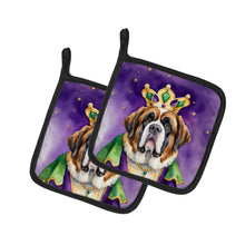 Load image into Gallery viewer, Saint Bernard King of Mardi Gras Pot Holders - Set of 2 Decorative Kitchen Helpers | Made in the USA
