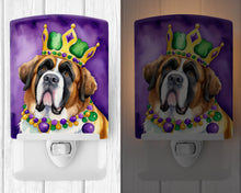 Load image into Gallery viewer, Saint Bernard King of Mardi Gras Ceramic Night Light