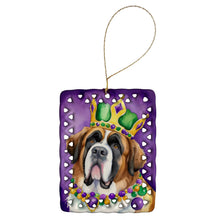Load image into Gallery viewer, Saint Bernard King of Mardi Gras Porcelain Ornament