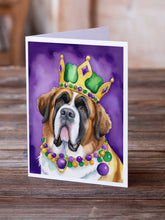 Load image into Gallery viewer, Saint Bernard King of Mardi Gras Greeting Cards - Blank Note Cards – 8-Pack of Artist-Designed Cards with Envelopes