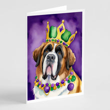 Load image into Gallery viewer, Saint Bernard King of Mardi Gras Greeting Cards - Blank Note Cards – 8-Pack of Artist-Designed Cards with Envelopes