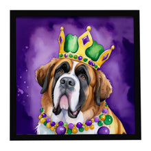 Load image into Gallery viewer, Saint Bernard King of Mardi Gras Framed Metal Print