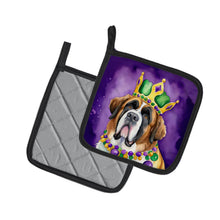 Load image into Gallery viewer, Saint Bernard King of Mardi Gras Pot Holders - Set of 2 Decorative Kitchen Helpers | Made in the USA