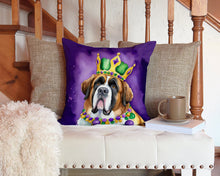 Load image into Gallery viewer, Saint Bernard King of Mardi Gras Throw Pillow - 14x14 Decorative Pillow – Art for Your Home &amp; Patio