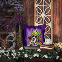 Load image into Gallery viewer, Saint Bernard King of Mardi Gras Throw Pillow - 14x14 Decorative Pillow – Art for Your Home &amp; Patio