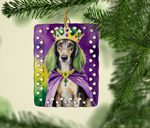 Load image into Gallery viewer, Saluki King of Mardi Gras Porcelain Ornament