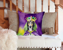 Load image into Gallery viewer, Saluki King of Mardi Gras Throw Pillow - 14x14 Decorative Pillow – Art for Your Home &amp; Patio