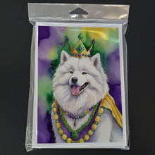 Load image into Gallery viewer, Samoyed King of Mardi Gras Greeting Cards - Blank Note Cards – 8-Pack of Artist-Designed Cards with Envelopes