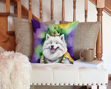 Load image into Gallery viewer, Samoyed King of Mardi Gras Throw Pillow - 14x14 Decorative Pillow – Art for Your Home &amp; Patio
