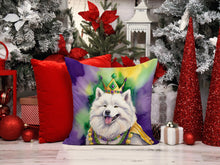 Load image into Gallery viewer, Samoyed King of Mardi Gras Throw Pillow - 14x14 Decorative Pillow – Art for Your Home &amp; Patio