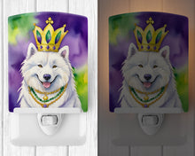 Load image into Gallery viewer, Samoyed King of Mardi Gras Ceramic Night Light