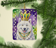 Load image into Gallery viewer, Samoyed King of Mardi Gras Porcelain Ornament