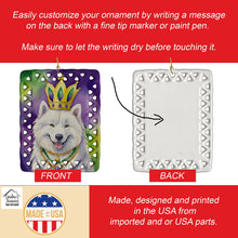 Load image into Gallery viewer, Samoyed King of Mardi Gras Porcelain Ornament