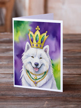 Load image into Gallery viewer, Samoyed King of Mardi Gras Greeting Cards - Blank Note Cards – 8-Pack of Artist-Designed Cards with Envelopes