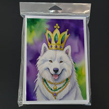 Load image into Gallery viewer, Samoyed King of Mardi Gras Greeting Cards - Blank Note Cards – 8-Pack of Artist-Designed Cards with Envelopes