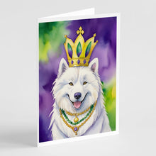 Load image into Gallery viewer, Samoyed King of Mardi Gras Greeting Cards - Blank Note Cards – 8-Pack of Artist-Designed Cards with Envelopes