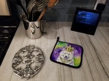 Load image into Gallery viewer, Samoyed King of Mardi Gras Pot Holders - Set of 2 Decorative Kitchen Helpers | Made in the USA