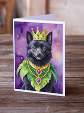 Load image into Gallery viewer, Schipperke King of Mardi Gras Greeting Cards - Blank Note Cards – 8-Pack of Artist-Designed Cards with Envelopes