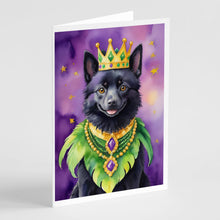 Load image into Gallery viewer, Schipperke King of Mardi Gras Greeting Cards - Blank Note Cards – 8-Pack of Artist-Designed Cards with Envelopes