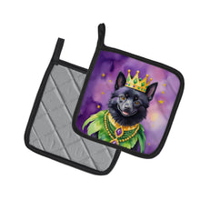 Load image into Gallery viewer, Schipperke King of Mardi Gras Pot Holders - Set of 2 Decorative Kitchen Helpers | Made in the USA