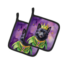Load image into Gallery viewer, Schipperke King of Mardi Gras Pot Holders - Set of 2 Decorative Kitchen Helpers | Made in the USA