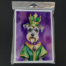 Load image into Gallery viewer, Schnauzer King of Mardi Gras Greeting Cards - Blank Note Cards – 8-Pack of Artist-Designed Cards with Envelopes