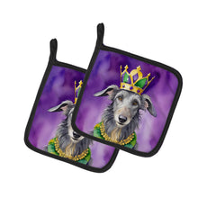 Load image into Gallery viewer, Scottish Deerhound King of Mardi Gras Pot Holders - Set of 2 Decorative Kitchen Helpers | Made in the USA