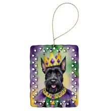 Load image into Gallery viewer, Scottish Terrier King of Mardi Gras Porcelain Ornament