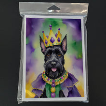 Load image into Gallery viewer, Scottish Terrier King of Mardi Gras Greeting Cards - Blank Note Cards – 8-Pack of Artist-Designed Cards with Envelopes