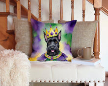 Load image into Gallery viewer, Scottish Terrier King of Mardi Gras Throw Pillow - 14x14 Decorative Pillow – Art for Your Home &amp; Patio