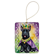 Load image into Gallery viewer, Scottish Terrier King of Mardi Gras Porcelain Ornament