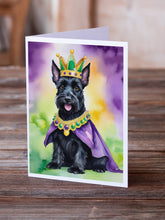 Load image into Gallery viewer, Scottish Terrier King of Mardi Gras Greeting Cards - Blank Note Cards – 8-Pack of Artist-Designed Cards with Envelopes
