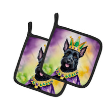 Load image into Gallery viewer, Scottish Terrier King of Mardi Gras Pot Holders - Set of 2 Decorative Kitchen Helpers | Made in the USA