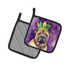 Load image into Gallery viewer, Shar Pei King of Mardi Gras Pot Holders - Set of 2 Decorative Kitchen Helpers | Made in the USA