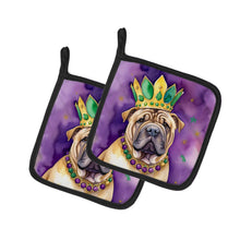 Load image into Gallery viewer, Shar Pei King of Mardi Gras Pot Holders - Set of 2 Decorative Kitchen Helpers | Made in the USA