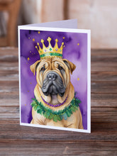 Load image into Gallery viewer, Shar Pei King of Mardi Gras Greeting Cards - Blank Note Cards – 8-Pack of Artist-Designed Cards with Envelopes