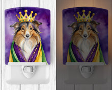 Load image into Gallery viewer, Sheltie King of Mardi Gras Ceramic Night Light